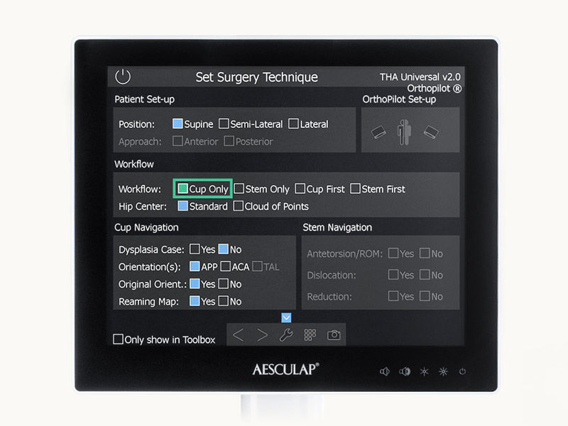 Screenshot Cup only navigation software hip arthroplasty