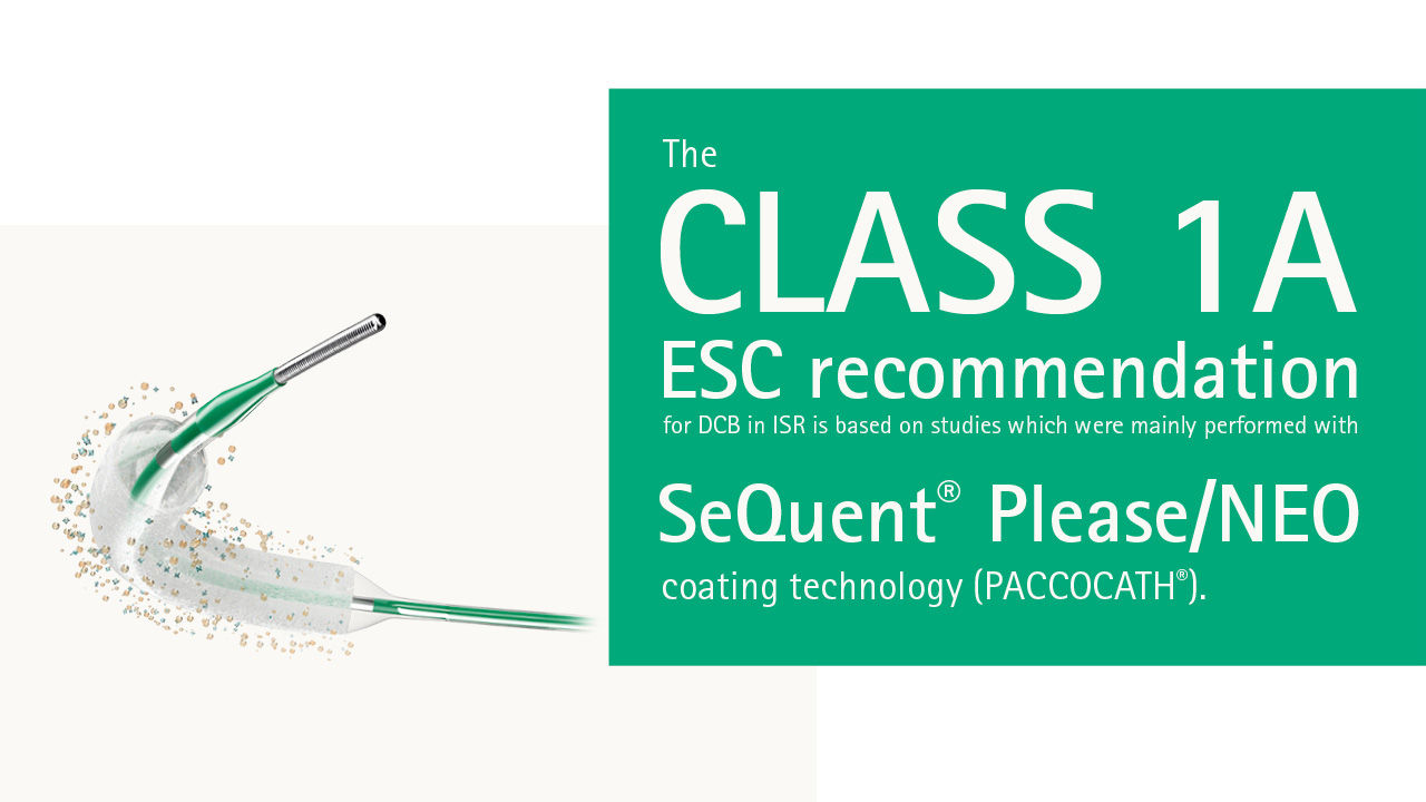 Chart for the Class 1A ESC recommendation for drug coated balloons in ISR